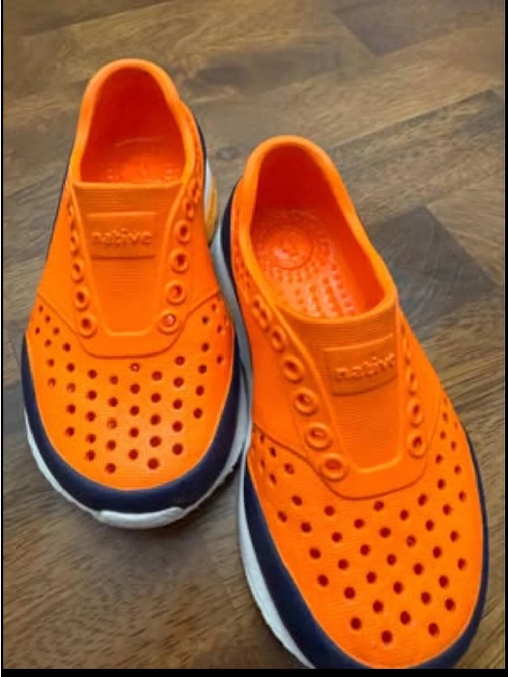 Native Kids Orange and Navy Slip-On Water Shoes
